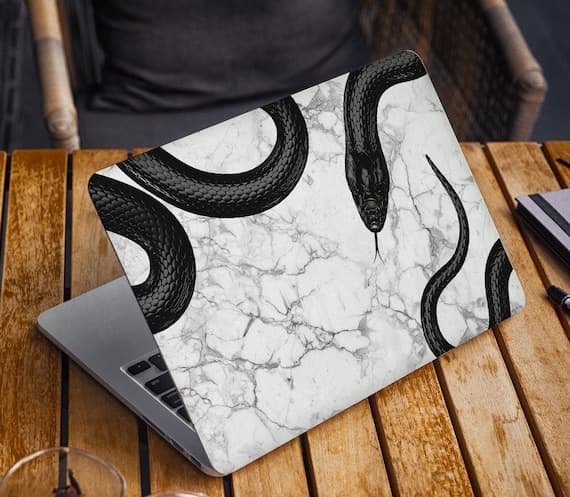 Black Snake & Marble Full Laptop Skin