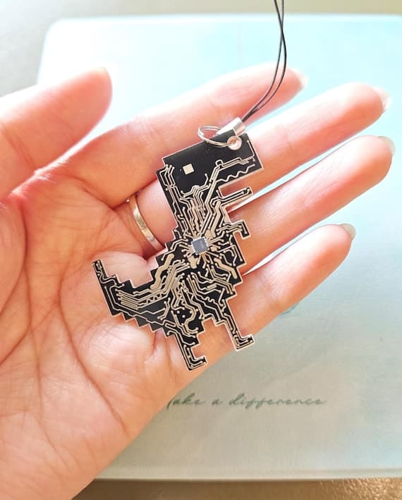 Circuit Board Dinosaur Keychain