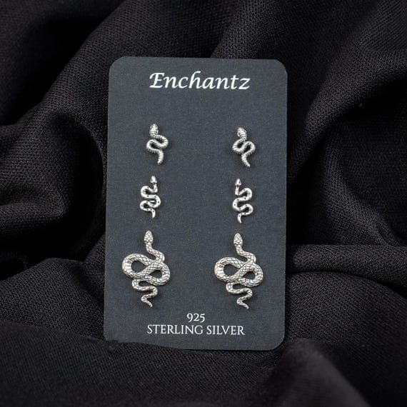 Sterling Silver Snake Stud Earrings