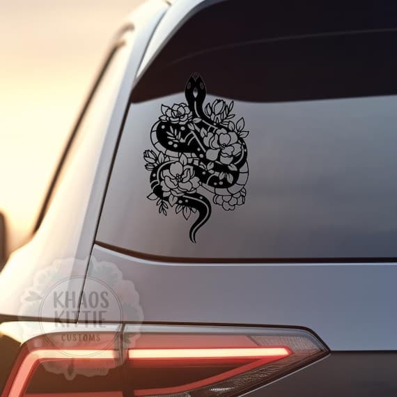 Snake & Flowers Vinyl Decal