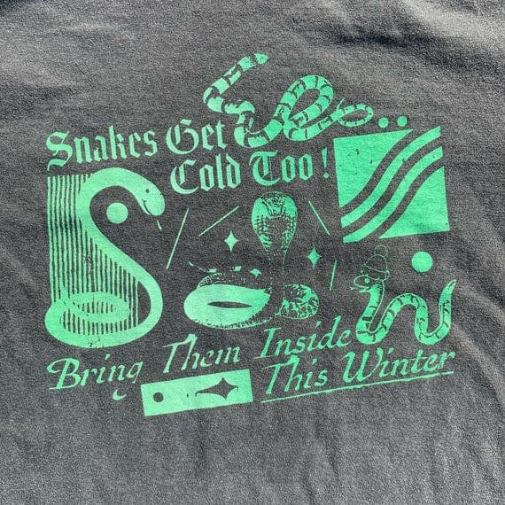 Snakes Get Cold Too — Screenprinted Comfort Colors Tee