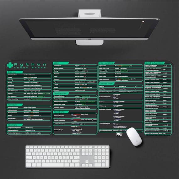 Python Cheat Sheet Desk Mat