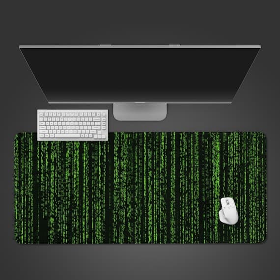 Digital Rain Desk Mat — Green Code