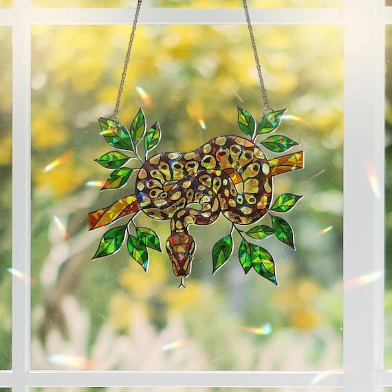 Ball Python Hologram Acrylic Window Hanging